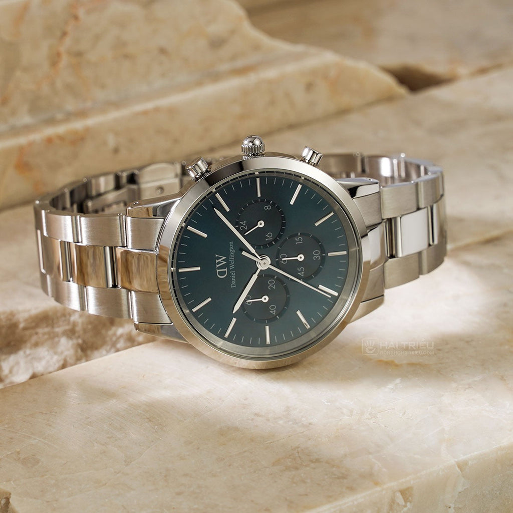 Daniel Wellington Iconic Chronograph Link Blue Dial Silver Steel Strap Watch For Men - DW00100644 Buy Now By Daniel Wellington