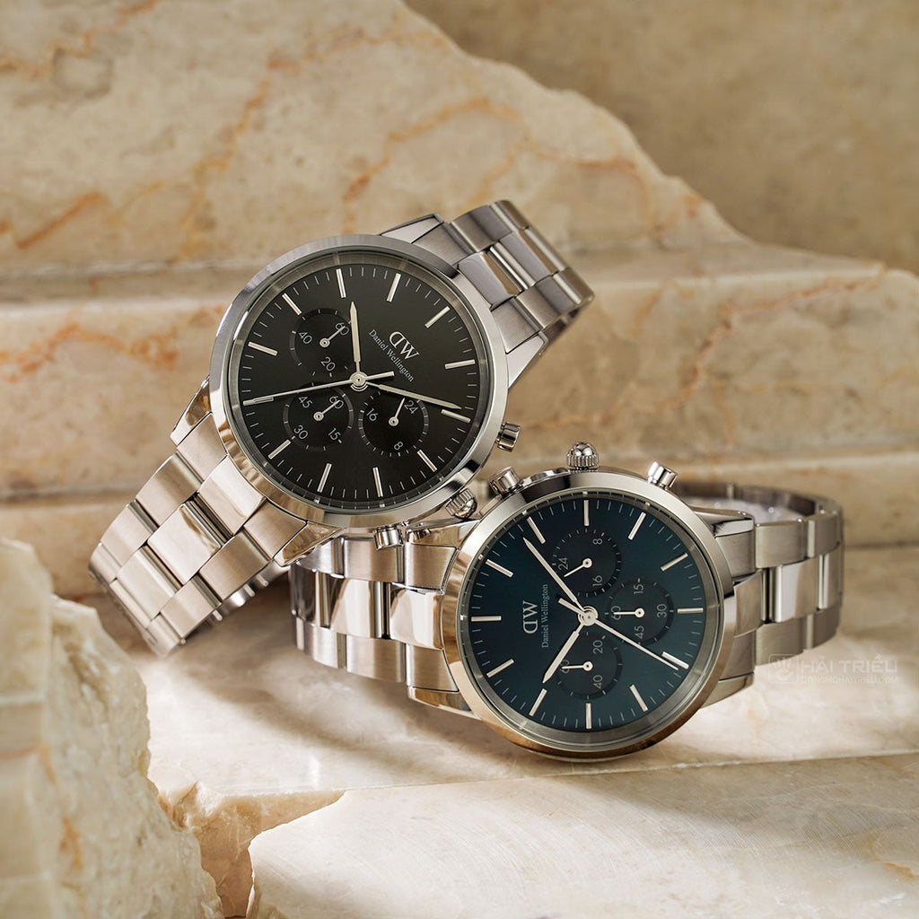 Daniel Wellington Iconic Chronograph Link Blue Dial Silver Steel Strap Watch For Men - DW00100644 Buy Now By Daniel Wellington