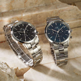 Daniel Wellington Iconic Chronograph Link Blue Dial Silver Steel Strap Watch For Men - DW00100644 Buy Now By Daniel Wellington