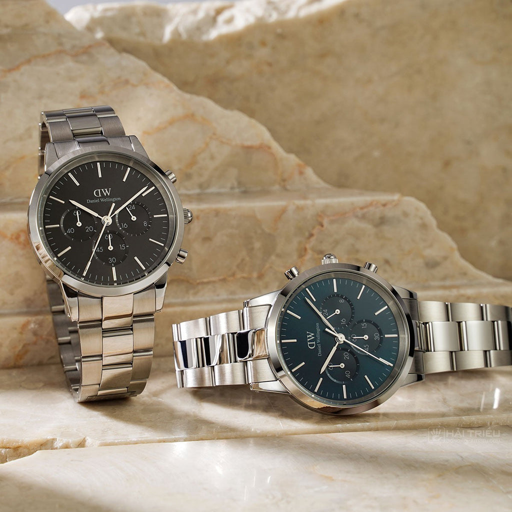 Daniel Wellington Iconic Chronograph Link Blue Dial Silver Steel Strap Watch For Men - DW00100644 Buy Now By Daniel Wellington