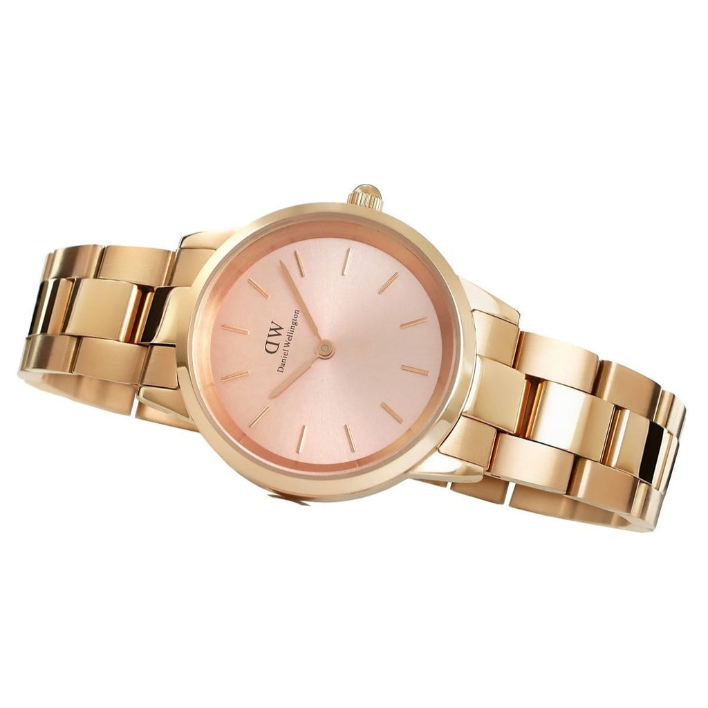 Daniel Wellington Iconic Link Pink Dial Rose Gold Steel Strap Watch For Women - DW00100333 Buy Now By Daniel Wellington