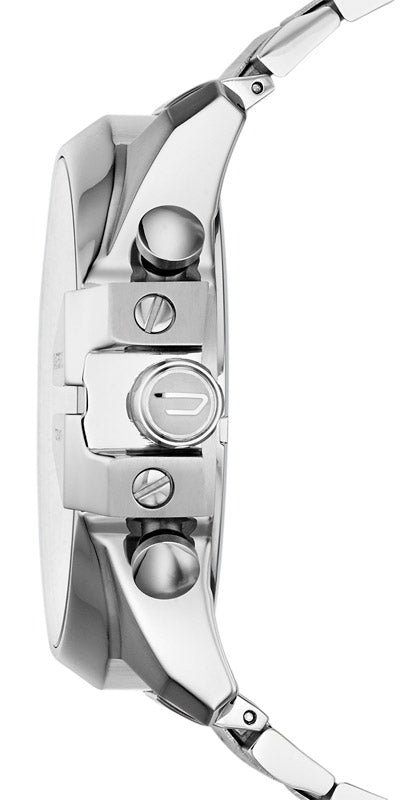 Diesel Mega Chief Chronograph White Dial Silver Steel Strap Watch For Men - DZ4328 Buy Now By Diesel