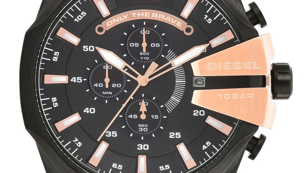 Diesel Mega Chief Chronograph Black Dial Black Steel Strap Watch For Men - DZ4309 Buy Now By Diesel