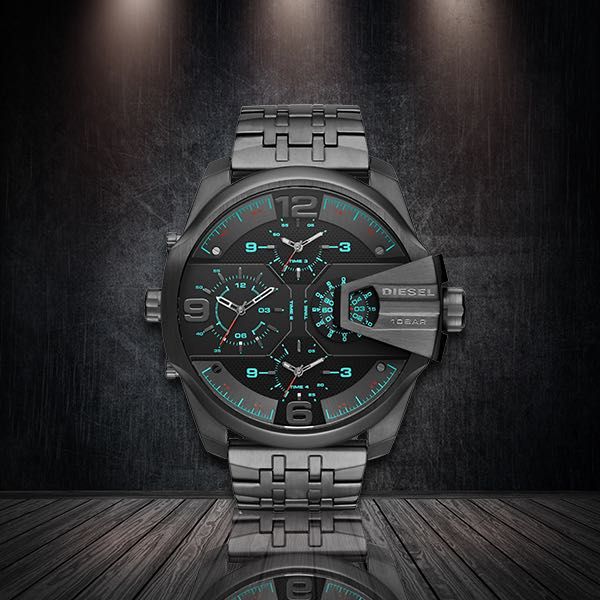 Diesel Uber Chief Black Dial Grey Stainless Steel Strap Watch For Men - DZ7372 Buy Now By Diesel