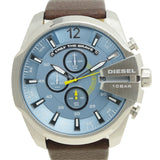 Diesel Mega Chief Chronograph Blue Dial Brown Leather Strap Watch For Men - DZ4281 Buy Now By Diesel