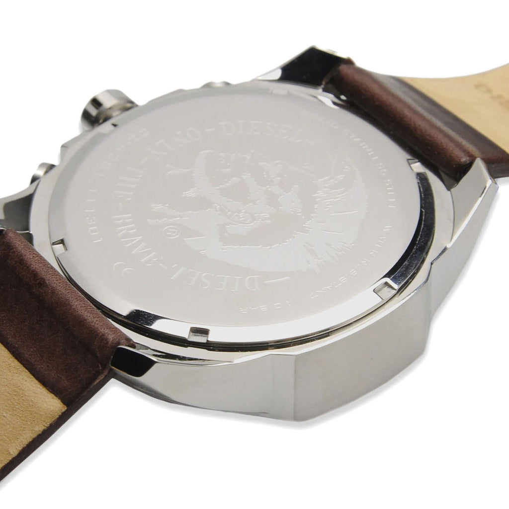 Diesel Mega Chief Chronograph Blue Dial Brown Leather Strap Watch For Men - DZ4281 Buy Now By Diesel