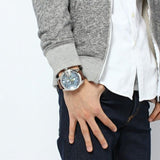 Diesel Mega Chief Chronograph Blue Dial Brown Leather Strap Watch For Men - DZ4281 Buy Now By Diesel