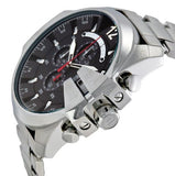 Diesel Mega Chief Chronograph Black Dial Silver Steel Strap Watch For Men - DZ4308 Buy Now By Diesel