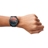 Diesel Mega Chief Chronograph Black Dial Black Leather Strap Watch For Men - DZ4323 Buy Now By Diesel