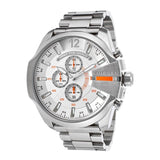 Diesel Mega Chief Chronograph White Dial Silver Steel Strap Watch For Men - DZ4328 Buy Now By Diesel