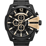 Diesel Mega Chief Chronograph Black Dial Black Steel Strap Watch For Men - DZ4338 Buy Now By Diesel