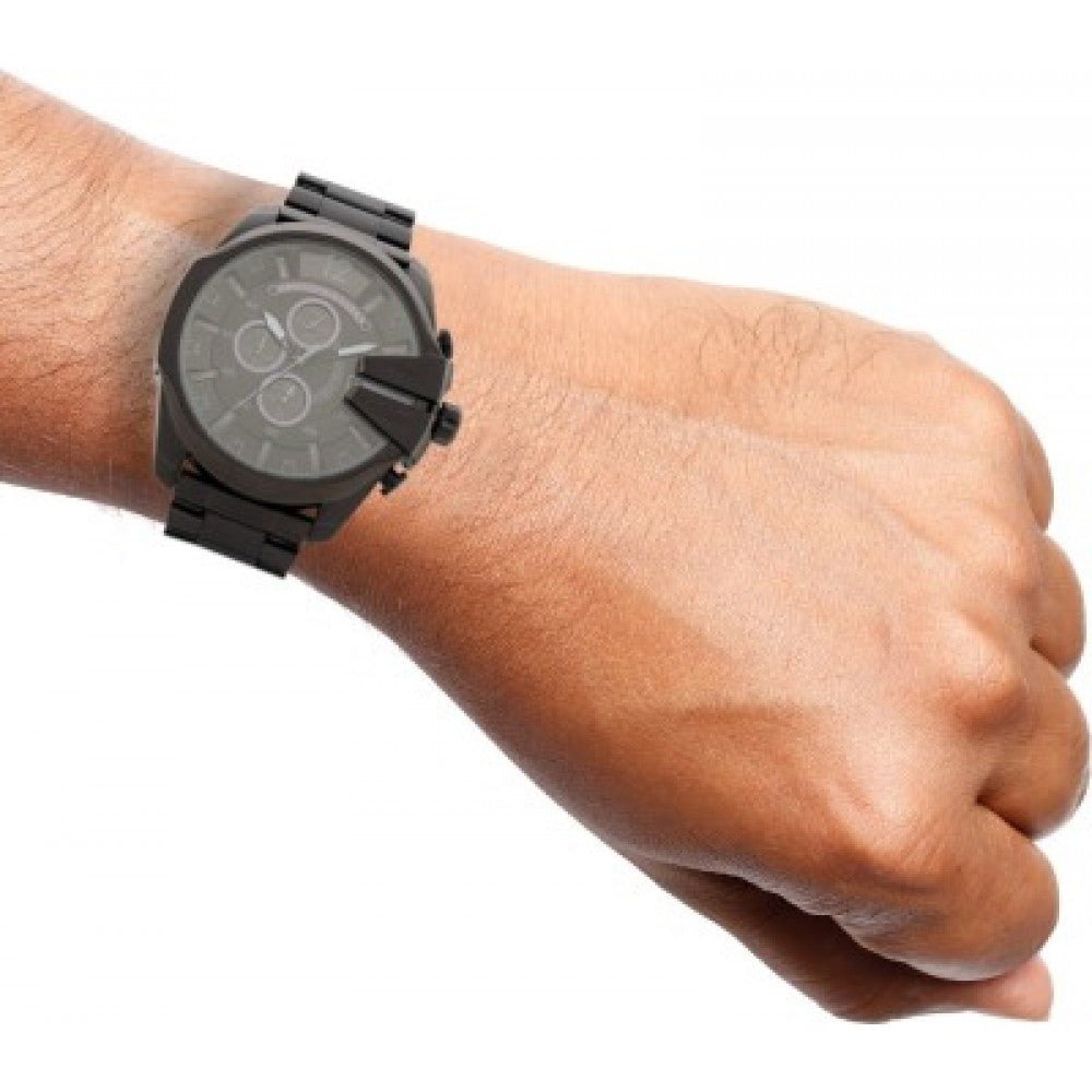 Diesel Mega Chief Chronograph Black Dial Black Steel Strap Watch For Men - DZ4355 Buy Now By Diesel