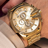 Diesel Mega Chief Chronograph Gold Dial Gold Steel Strap Watch For Men - DZ4360 Buy Now By Diesel