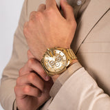 Diesel Mega Chief Chronograph Gold Dial Gold Steel Strap Watch For Men - DZ4360 Buy Now By Diesel