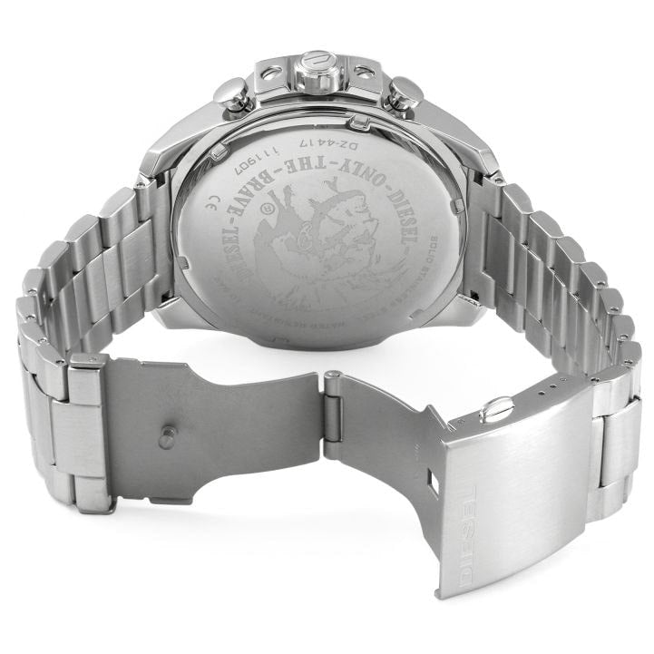 Diesel Mega Chief Chronograph Blue Dial Silver Steel Strap Watch For Men - DZ4417 Buy Now By Diesel