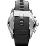 Diesel Mega Chief Chronograph Blue Dial Black Leather Strap Watch For Men - DZ4423 Buy Now By Diesel