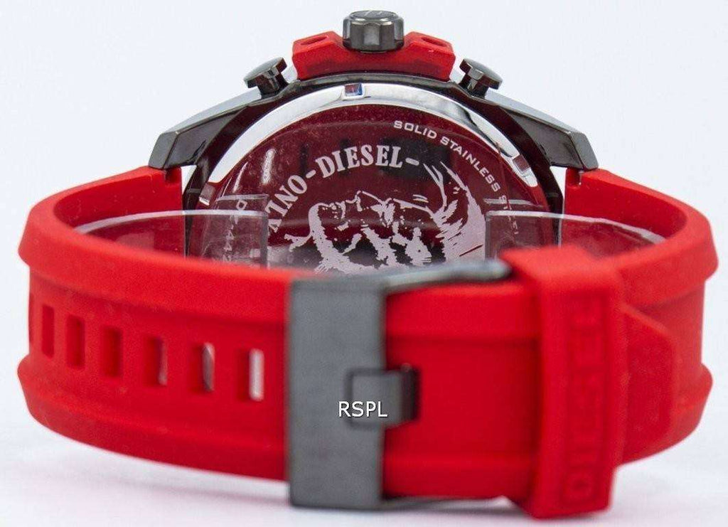 Diesel Mega Chief Chronograph Black Dial Red Silicone Strap Watch For Men - DZ4427 Buy Now By Diesel