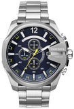 Diesel Mega Chief Chronograph Blue Dial Silver Steel Strap Watch For Men - DZ4465 Buy Now By Diesel