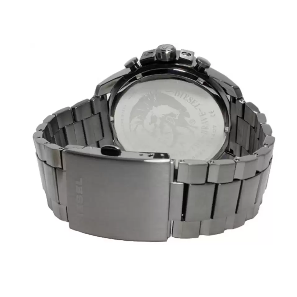 Diesel Mega Chief Chronograph Grey Dial Grey Steel Strap Watch For Men - DZ4466 Buy Now By Diesel