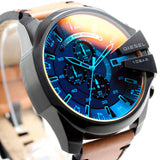 Diesel Mega Chief Chronograph Black Dial Brown Leather Strap Watch For Men - DZ4476 Buy Now By Diesel