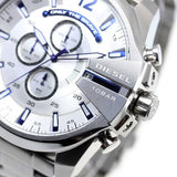 Diesel Mega Chief Chronograph White Dial Silver Steel Strap Watch For Men - DZ4477 Buy Now By Diesel