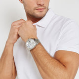 Diesel Mega Chief Chronograph White Dial Silver Steel Strap Watch For Men - DZ4477 Buy Now By Diesel