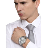 Diesel Mega Chief Chronograph White Dial Silver Steel Strap Watch For Men - DZ4477 Buy Now By Diesel