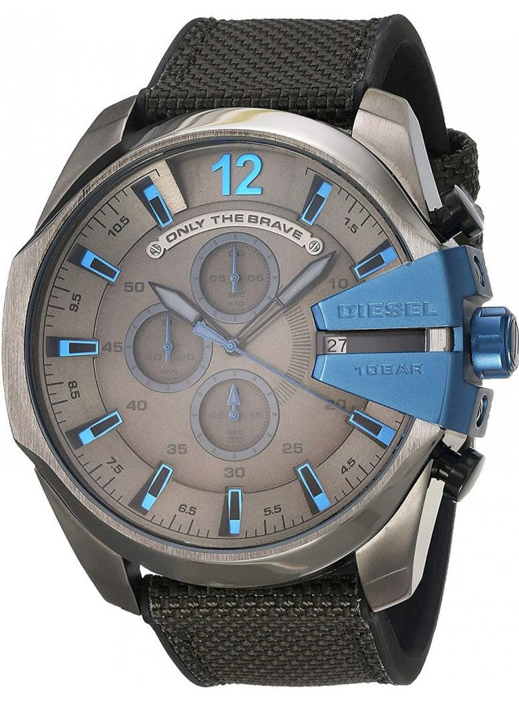Diesel Mega Chief Chronograph Black Dial Black Nylon Strap Watch For Men - DZ4500 Buy Now By Diesel