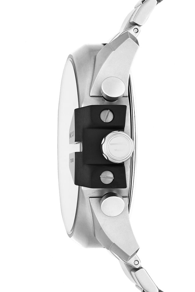 Diesel Mega Chief Chronograph Silver Dial Silver Steel Strap Watch For Men - DZ4501 Buy Now By Diesel