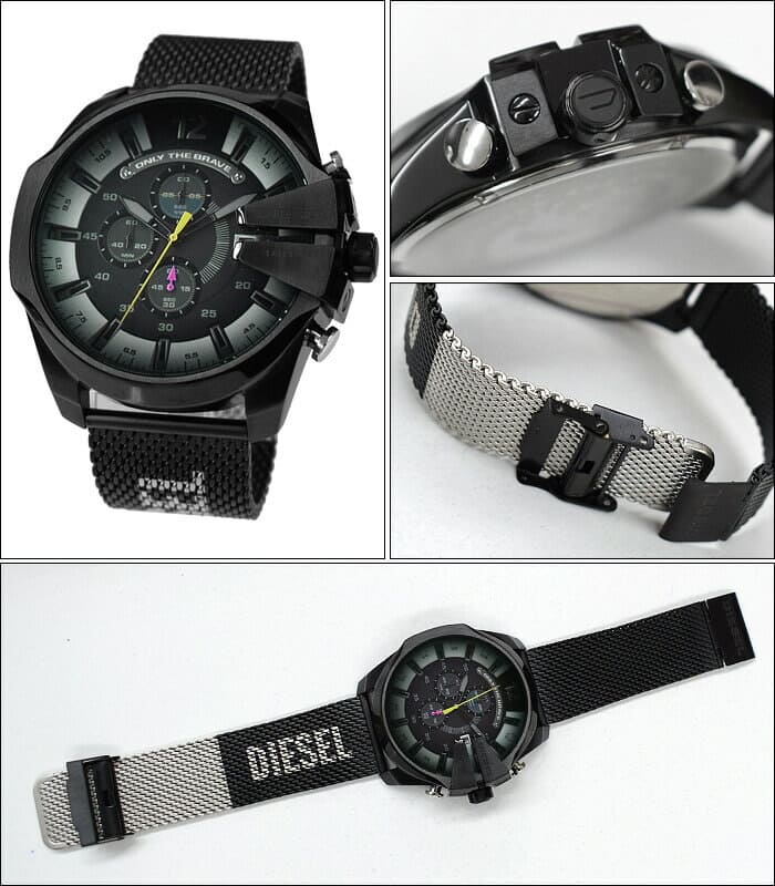 Diesel Mega Chief Chronograph Black Dial Black Mesh Bracelet Watch For Men - DZ4514 Buy Now By Diesel
