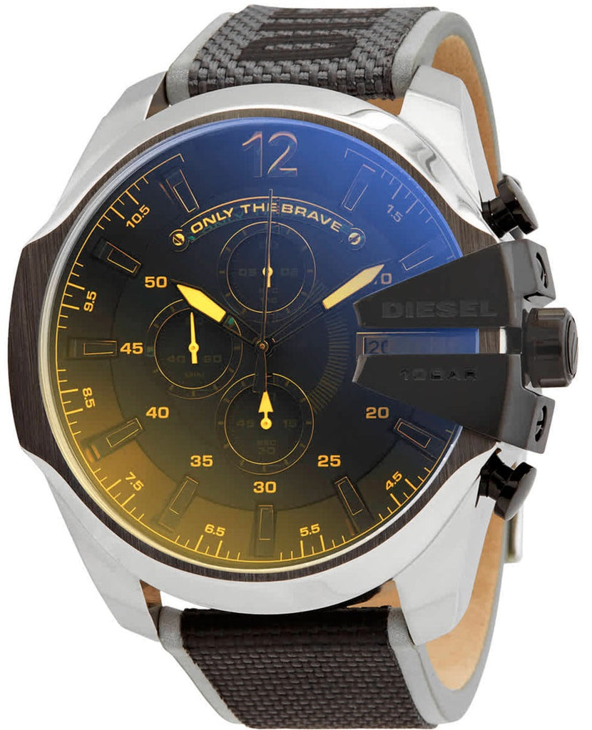 Diesel Mega Chief Chronograph Black Dial Grey Nylon Strap Watch For Men - DZ4523 Buy Now By Diesel