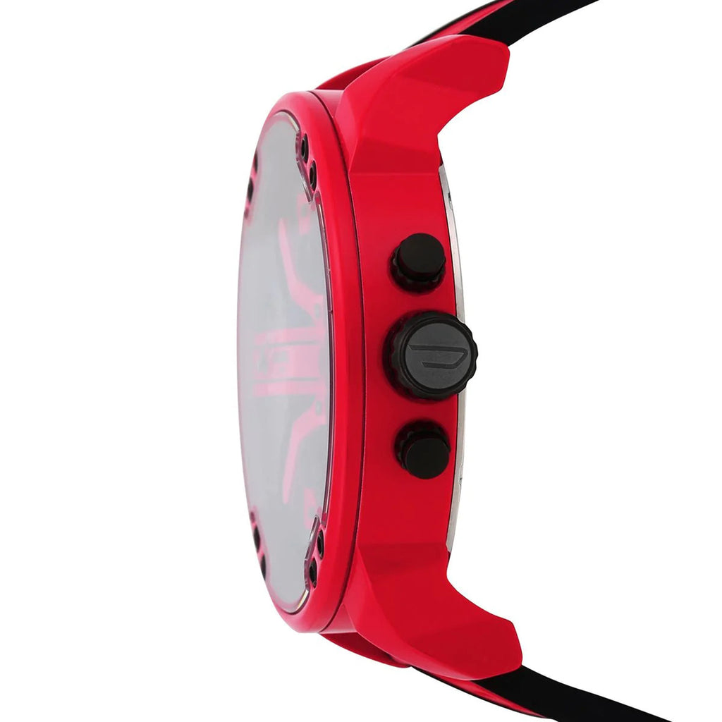 Diesel Mega Chief Chronograph Black Dial Red Rubber Strap Watch For Men - DZ4526 Buy Now By Diesel