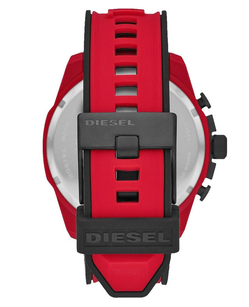 Diesel Mega Chief Chronograph Black Dial Red Rubber Strap Watch For Men - DZ4526 Buy Now By Diesel