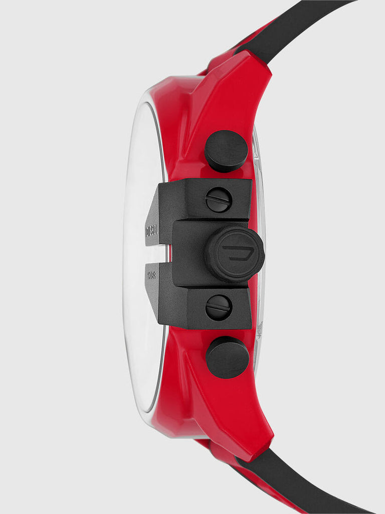 Diesel Mega Chief Chronograph Black Dial Red Rubber Strap Watch For Men - DZ4526 Buy Now By Diesel