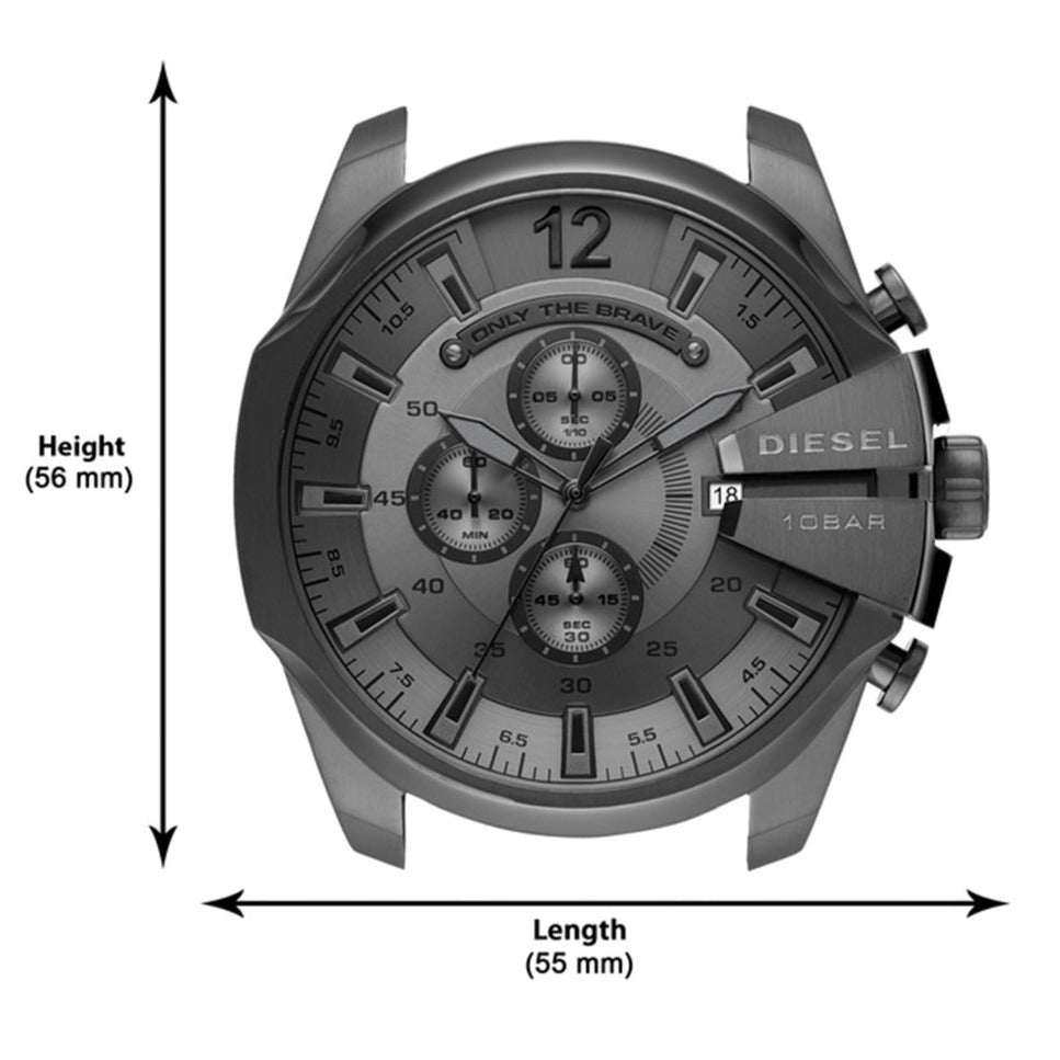 Diesel Mega Chief Chronograph Black Dial Black Mesh Strap Watch For Men - DZ4527 Buy Now By Diesel