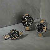 Diesel Mega Chief Chronograph Black Dial Two Tone Steel Strap Watch For Men - DZ4581 Buy Now By Diesel