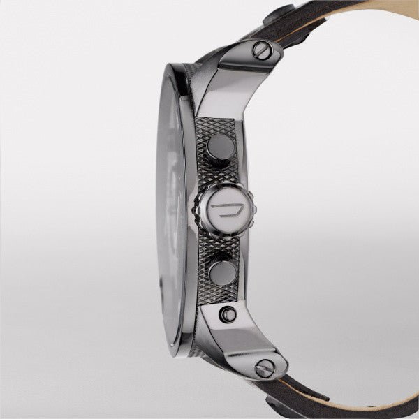 Diesel Mr Daddy Chronograph White Dial Black Leather Strap Watch For Men - DZ7125 Buy Now By Diesel