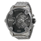 Diesel Little Daddy Chronograph Black Dial Silver Steel Strap Watch For Men - DZ7259 Buy Now By Diesel