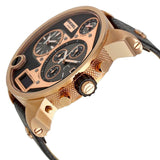 Diesel Big Daddy Gold & Black Dial Black Leather Strap Watch For Men - DZ7261 Buy Now By Diesel