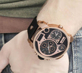 Diesel Big Daddy Gold & Black Dial Black Leather Strap Watch For Men - DZ7261 Buy Now By Diesel