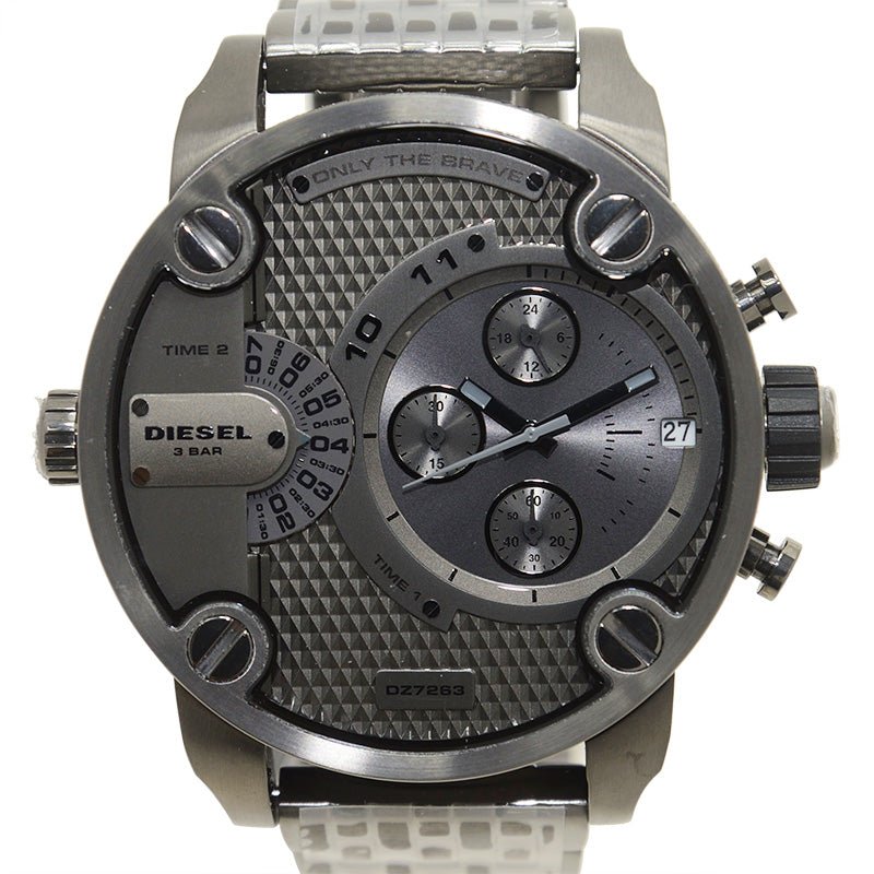 Diesel Little Daddy Dual Time Chronograph Grey Dial Stainless Steel Strap Watch For Men - DZ7263 Buy Now By Diesel