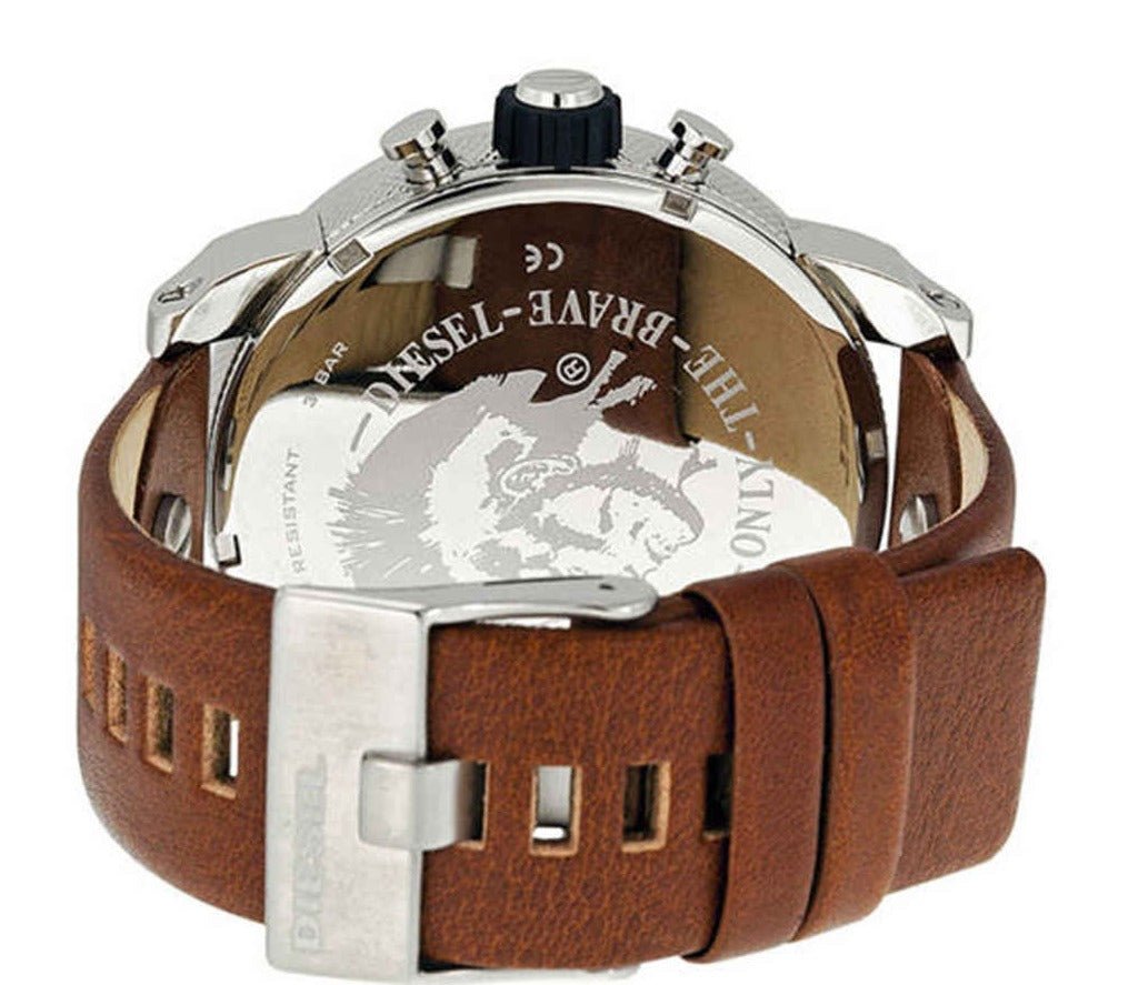 Diesel SBA Dual Time Black Dial Brown Leather Strap Watch For Men - DZ7264 Buy Now By Diesel