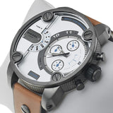 Diesel SBA Dual Time Chronograph White Dial Brown Leather Strap Watch For Men - DZ7269 Buy Now By Diesel