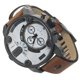 Diesel SBA Dual Time Chronograph White Dial Brown Leather Strap Watch For Men - DZ7269 Buy Now By Diesel