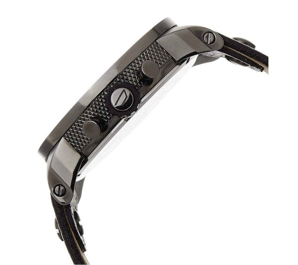 Diesel Badass Chronograph Anthracite Dial Black Leather Strap Watch For Men - DZ7270 Buy Now By Diesel