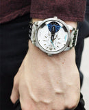 Diesel Mini Daddy Dual Time Silver Dial Stainless Steel Watch For Men - DZ7305 Buy Now By Diesel