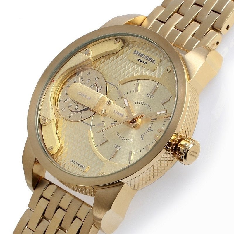 Diesel Mini Daddy Gold Dial Gold Steel Strap Watch For Men - DZ7306 Buy Now By Diesel