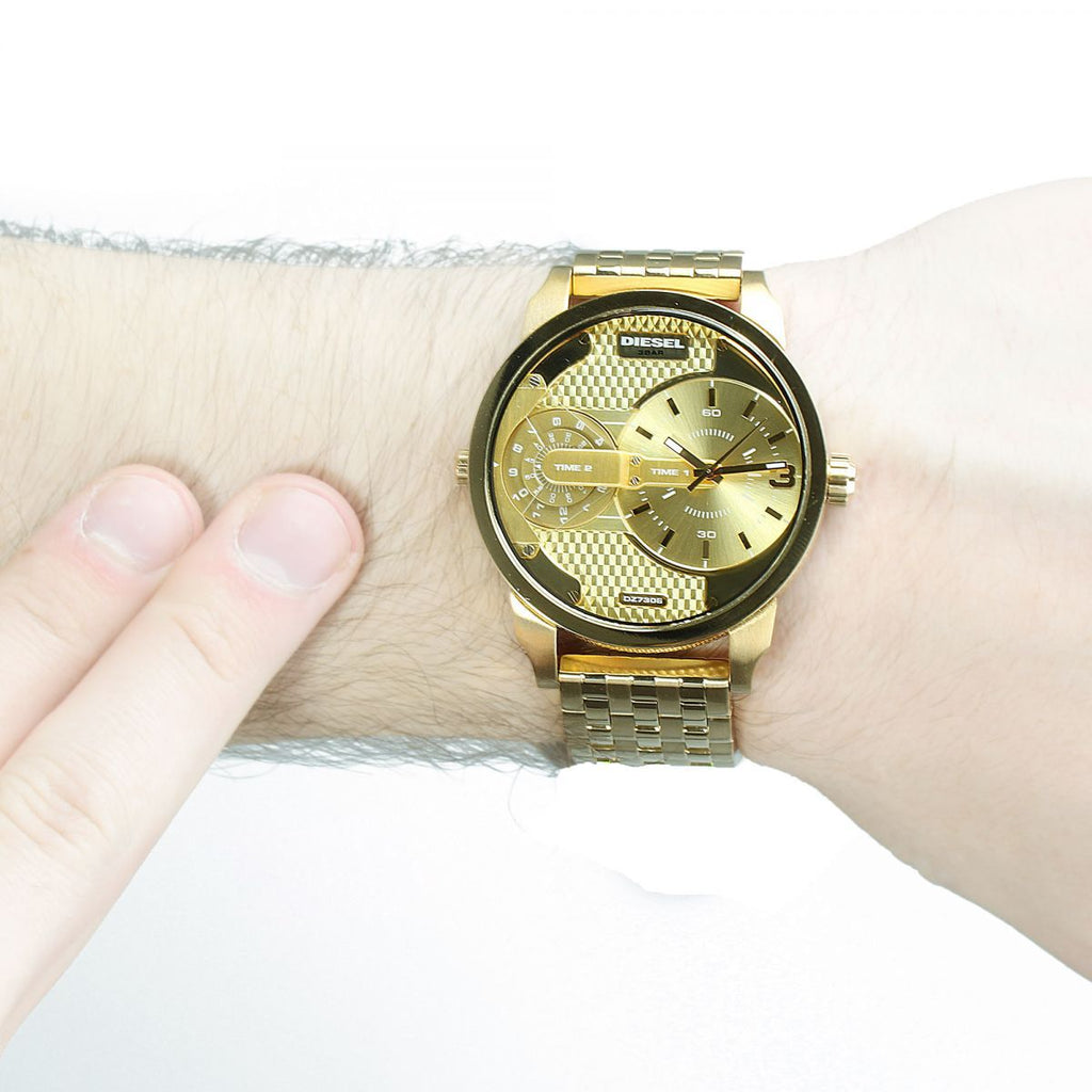 Diesel Mini Daddy Gold Dial Gold Steel Strap Watch For Men - DZ7306 Buy Now By Diesel
