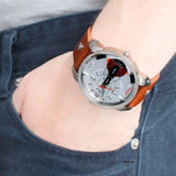 Diesel Mini Daddy Silver Dial Brown Leather Strap Watch For Men - DZ7309 Buy Now By Diesel