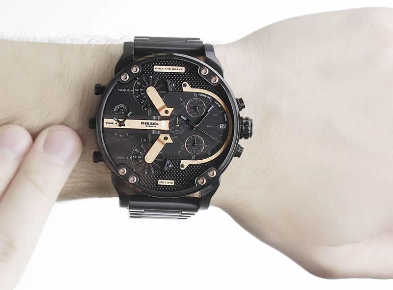 Diesel Big Daddy Chronograph Black Dial Black Steel Strap Watch For Men - DZ7312 Buy Now By Diesel